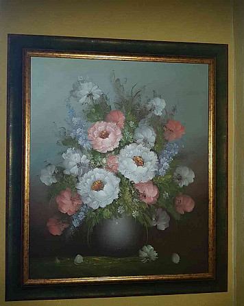 Ich verkaufe ein Ölgemälde auf Leinwand – einen Blumenstrauß mit Vase Neusohl - Foto 1