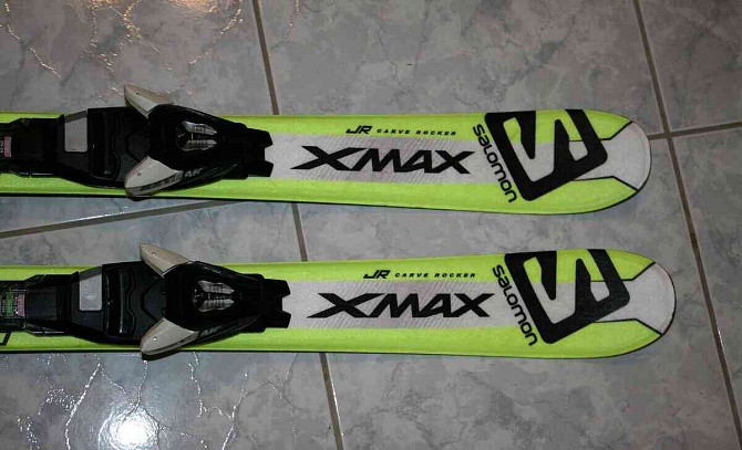 детские лыжи salomon Xmax 90 см, головные лыжные ботинки Пухов - изображение 2