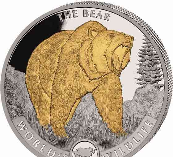 Medveď pozlátená minca strieborná 2022 Trencin