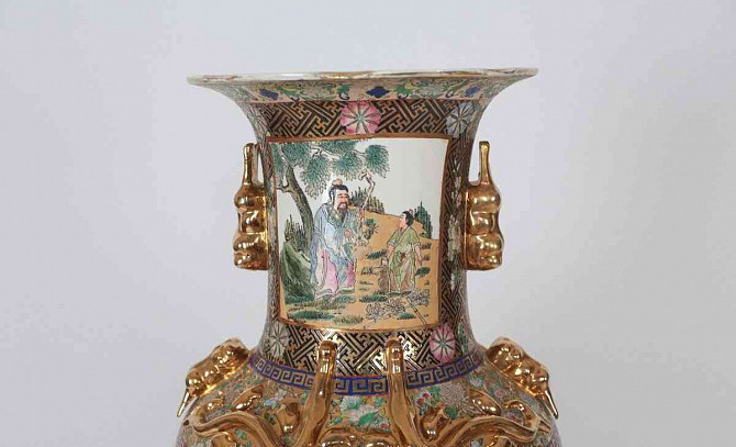 Nagy kínai váza Canton H 124 cm. Megjelölt Prága - fotó 2