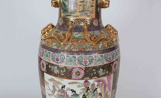 Nagy kínai váza Canton H 124 cm. Megjelölt Prága - fotó 3