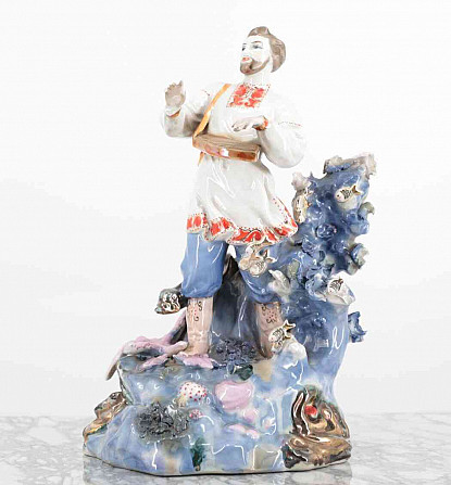 Russian porcelain statue of a zither player in 32 cm Prague - photo 1