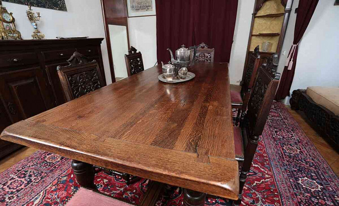 Nagyméretű neoreneszánsz asztal tömör tölgyből Prága - fotó 3