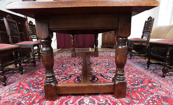Nagyméretű neoreneszánsz asztal tömör tölgyből Prága - fotó 4