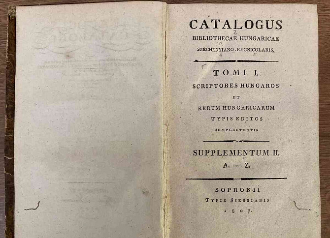 Bibliograf. katalog uherské král. knihovny Szechenyi, 1807 Trenčín - foto 1