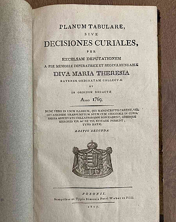 (Hungarian law Maria Theresia) Planum tabulare..., 1817 Bratislava - photo 1