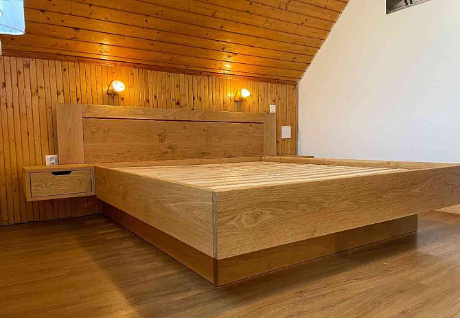 Solid oak bed with storage space  - photo 10