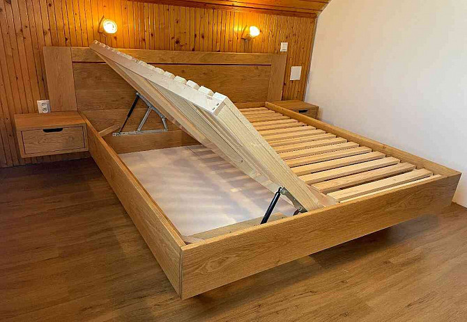 Solid oak bed with storage space  - photo 6