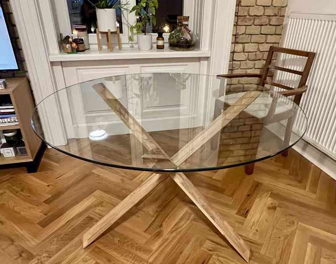 обеденный стол из стекла и дуба Братислава - изображение 6