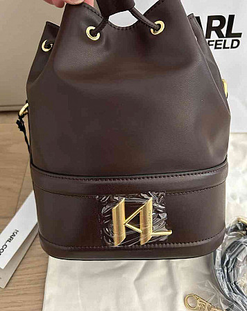 Сумка-ведро через плечо Karl Lagerfeld ksaddle коричневого цвета Братислава - изображение 8