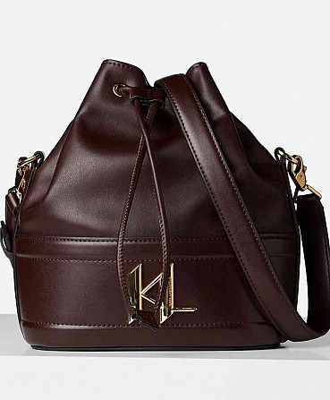 Сумка-ведро через плечо Karl Lagerfeld ksaddle коричневого цвета Братислава - изображение 12