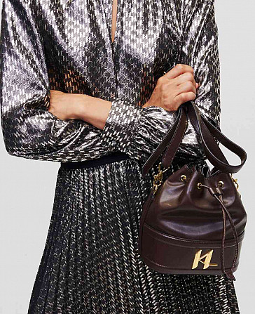 Сумка-ведро через плечо Karl Lagerfeld ksaddle коричневого цвета Братислава - изображение 11