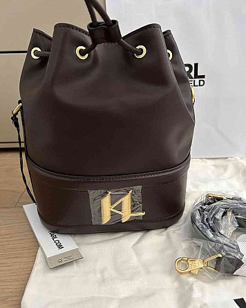 Сумка-ведро через плечо Karl Lagerfeld ksaddle коричневого цвета Братислава - изображение 5