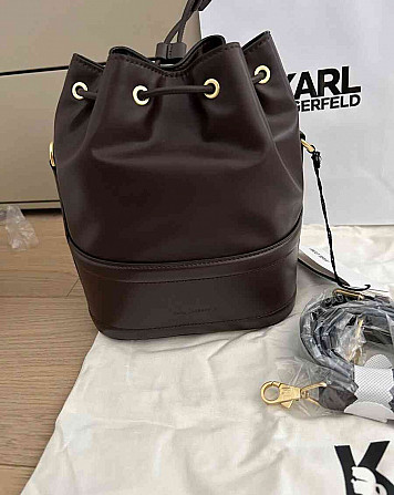 Сумка-ведро через плечо Karl Lagerfeld ksaddle коричневого цвета Братислава - изображение 3