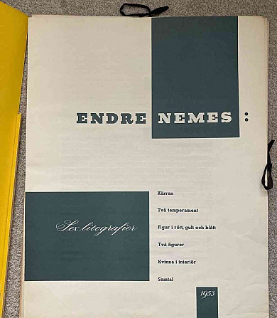Эндре Немес, шведское портфолио, 1953 г., 6 цветных литографий. Братислава - изображение 15