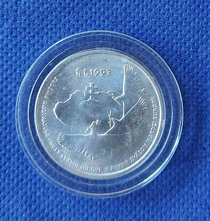 Stříbrná pamětní mince 100Sk,1993, vznik České rep. Bratislava - foto 1