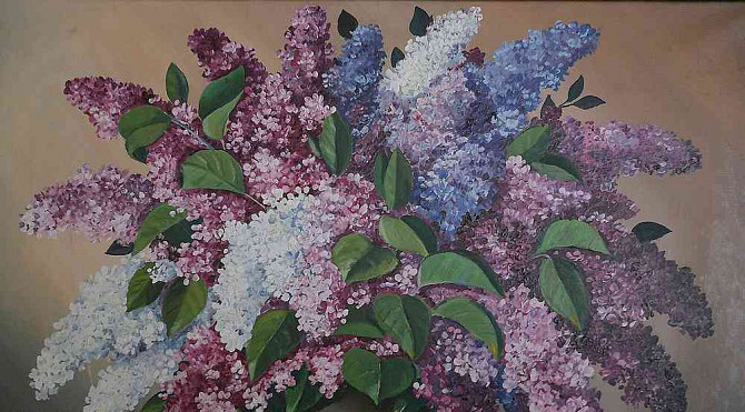 Large old oil painting on canvas - a bouquet of lilacs Medzilaborce - photo 3