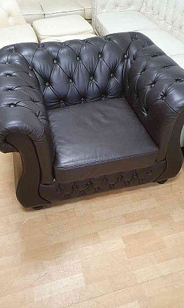 Chesterfield stílusú kanapé, bőr 3+1 sötét színű Nagyszombat - fotó 3