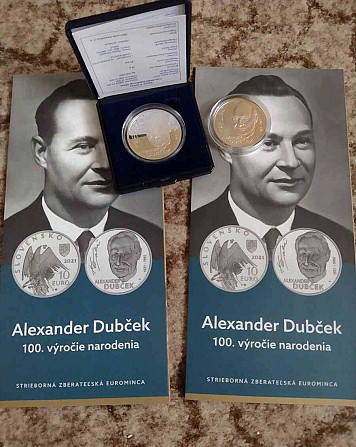 Серебряная монета 10 € Александр Дубчек БК, пруф Нитра - изображение 1