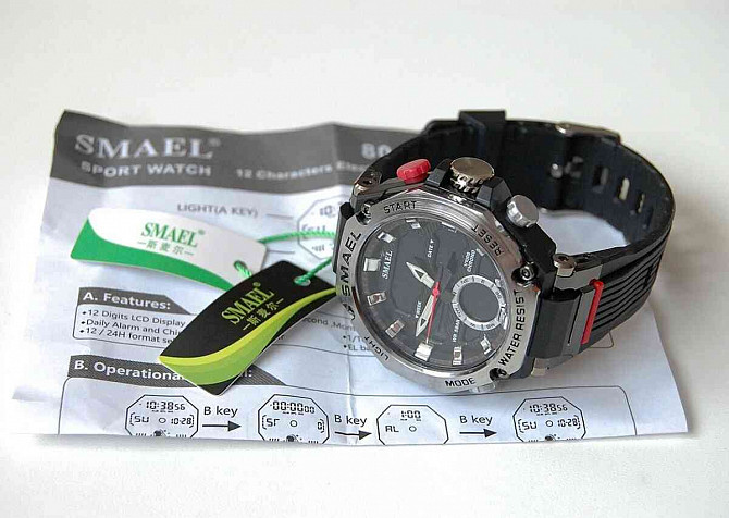 SMAEL 8069 Black Dual-Time pánske vodotesné športové hodinky  - foto 10