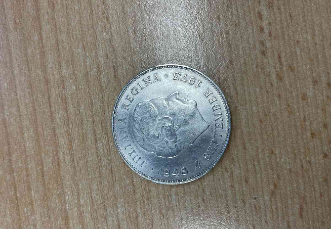 Серебряная монета Нидерланды - 10 гульденов 1973 года. Прага - изображение 2
