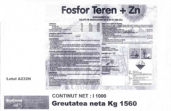 Fertilizer Fosforo Terreno NP 8-30 + 4 Zn L. Prague - photo 1