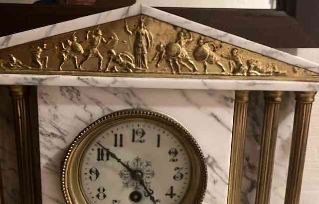 Starozitne neoempirove krbove hodiny s vezickami-mramor Košice - foto 2