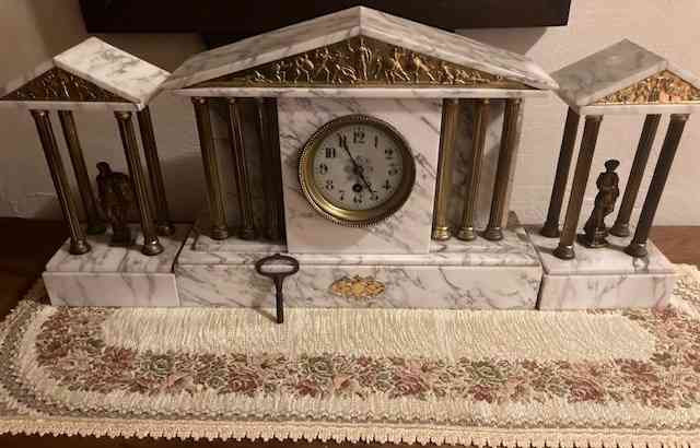 Antique Neo-Empire mantel clock with marble villages Kosice - photo 5