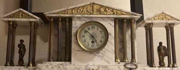 Antique Neo-Empire mantel clock with marble villages Kosice - photo 1