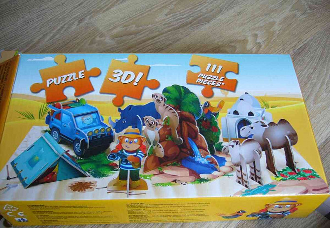 3D puzzle gyerekeknek - 111 db (sivatag, szikla, sátor, autó, állatok) Pelhřimov - fotó 2