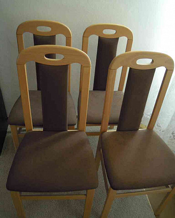 I will sell 4 new kitchen chairs, wood + upholstery  - photo 1