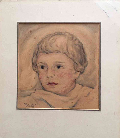 Egy fiú feje (eredeti akvarell papíron) Pozsony - fotó 1