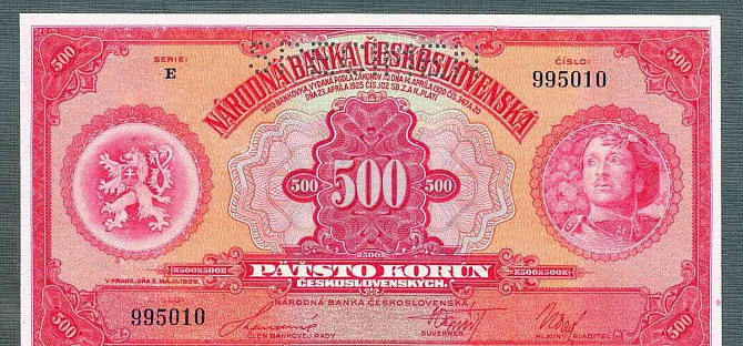 Staré bankovky 500 korun 1929 bezvadný stav Praha - foto 1