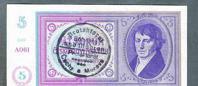 Alte Banknoten 5 Kronen 1940 AUFDRUCK perfekter Zustand Prag - Foto 1
