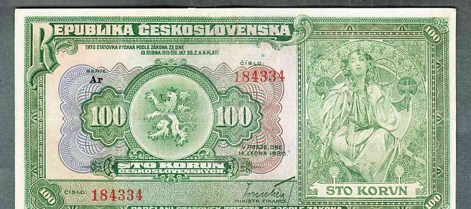 Régi bankjegyek 100 koronás 1920 szép állapotú Prága - fotó 1