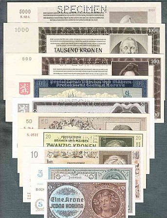 Régi bankjegyek PROTECTOR TELJES ÖSSZESZERELÉS tökéletes állapotú UNC Prága - fotó 1