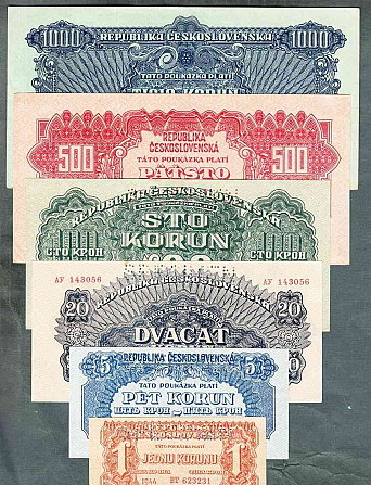 Régi bankjegyek TELJES KÉSZLET 1944 szép állapotú Prága - fotó 1