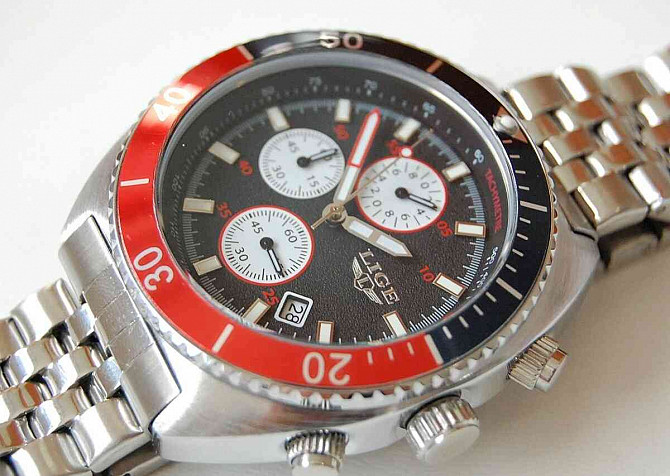 LIGE 8988 TURTLE Red-Blue - pánske luxusné hodinky  - foto 4