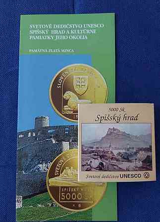 Zlatá pamätná minca, 5000Sk, 1998, Spišský hrad - Top stav Pozsony